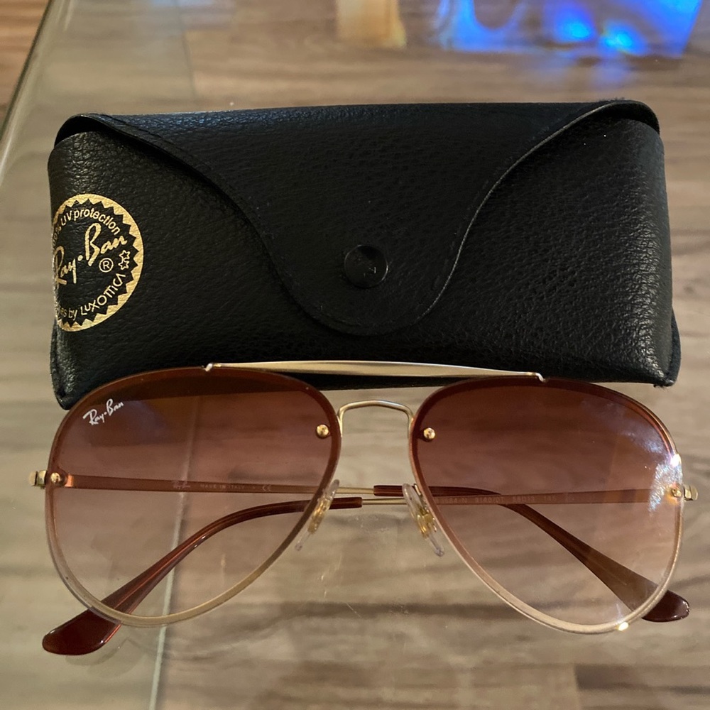 ray-ban rose gold sunglasses blaze aviator